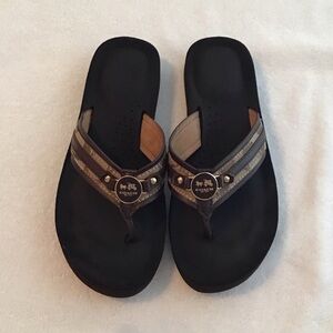 Coach Black and Brown Women's Thong Sandals